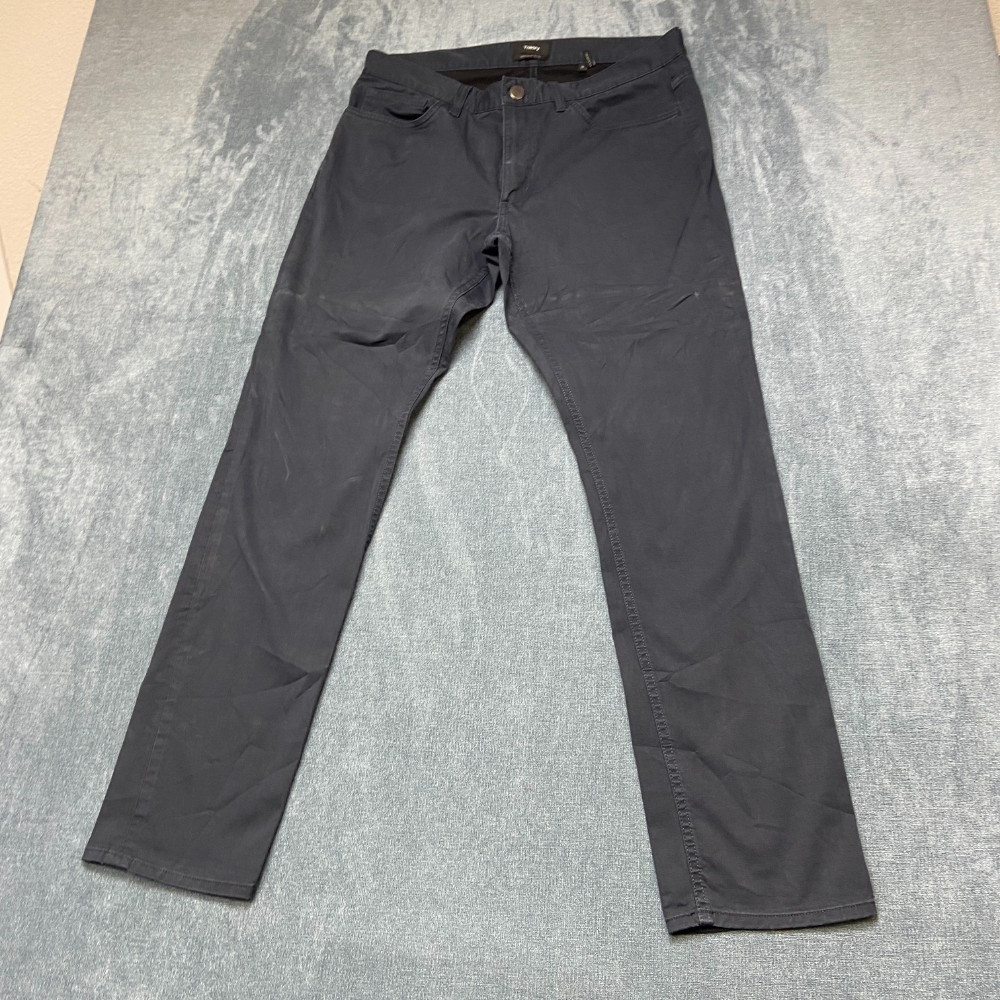 Theory Haydin Chino Pants Mens 34 Navy Blue Everyday Wear Straight Leg Slim Fit